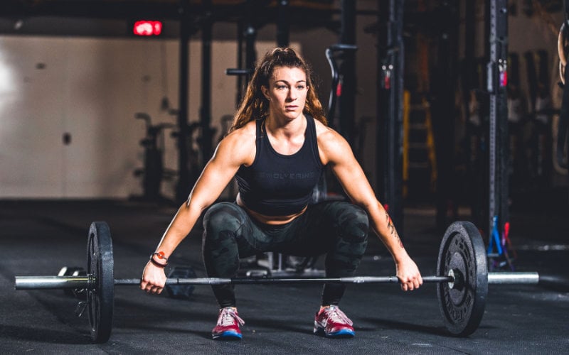 Swolverine athlete preparing for snatch.
