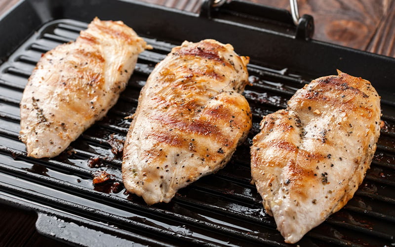 Close up shot of grilled chicken