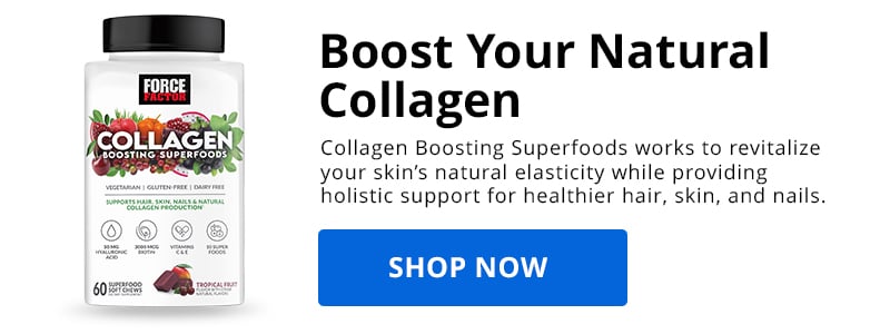 Collagen Boosting Superfoods banner against white background.