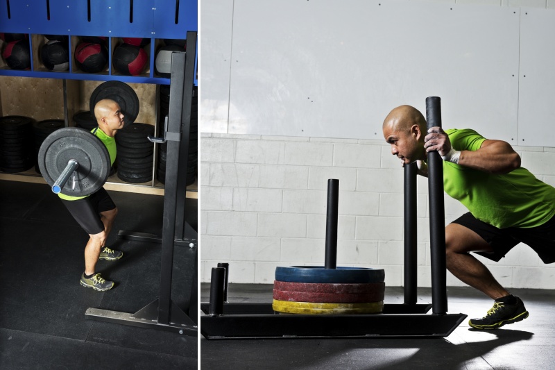 Sled Push and Front Squats