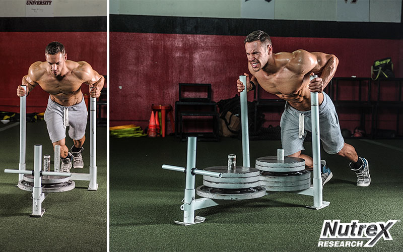 Nutrex Athlete Pushing Weight