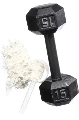 Protein Powder and Dumbbell