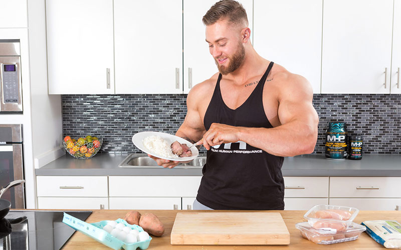 MHP Athlete Chris Bumstead Eating Protein and Carbs