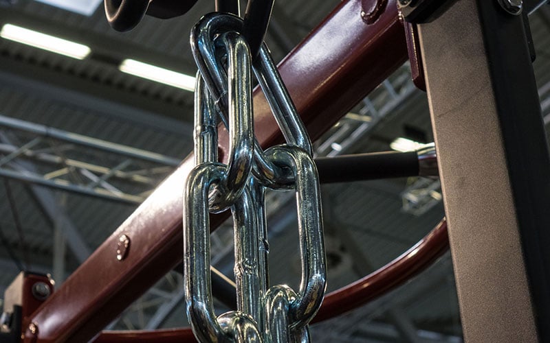 Chains loaded on a bar