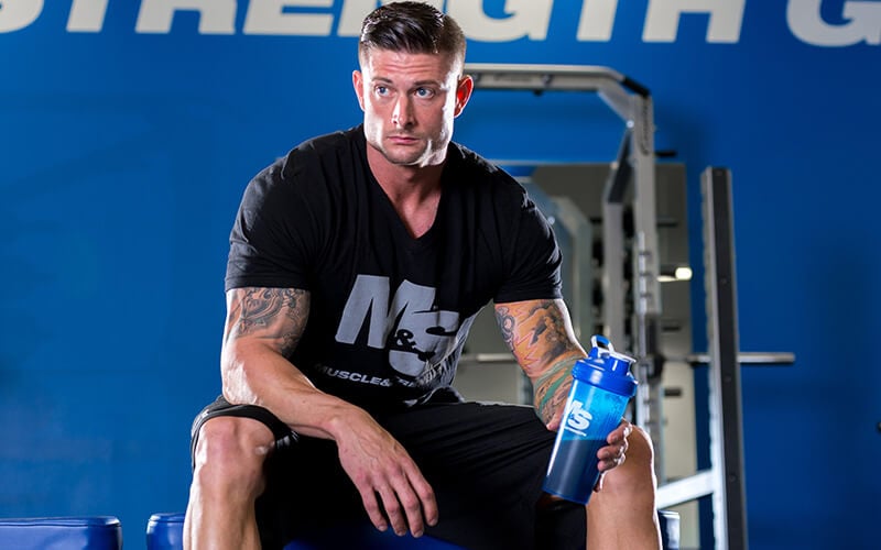M&S Athlete Holding a blender bottle