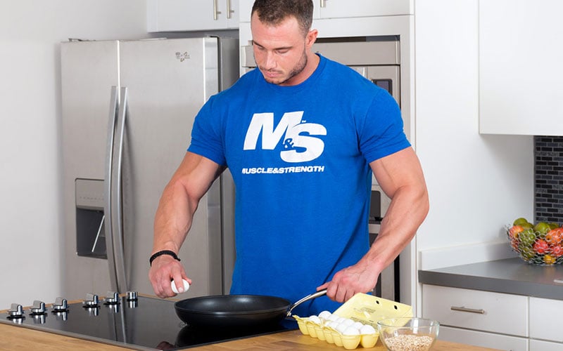 Athlete Cooking his Food and Showing Self Control