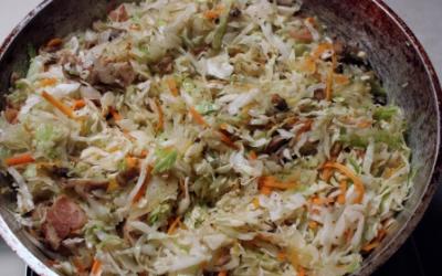 Fried Slaw With Bacon And Mushrooms