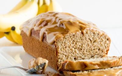Peanut Butter Maple Glaze Banana Bread