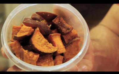 Sweet potatoes and oats in bowl
