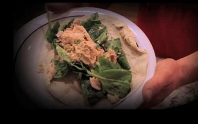 Chicken burrito on large plate