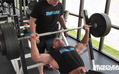 Bodybuilders doing incline bench press