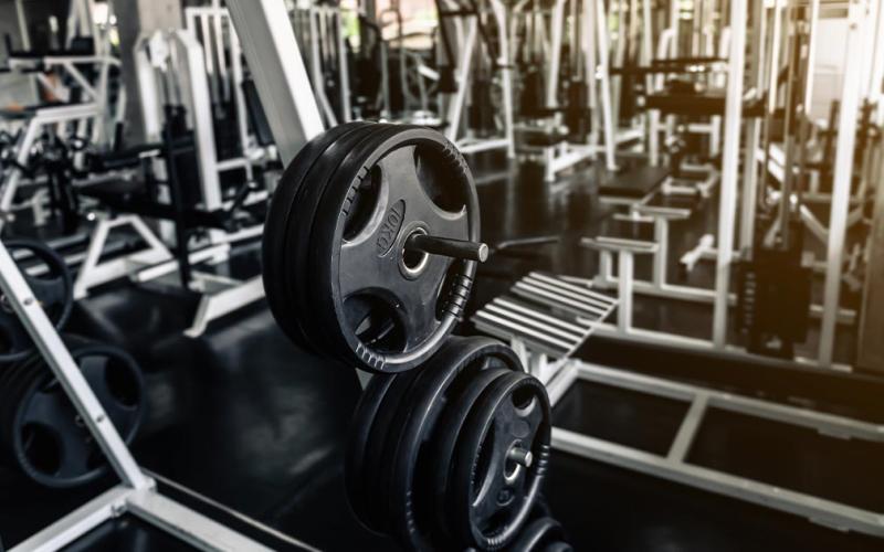 Barbell weight plates at the gym