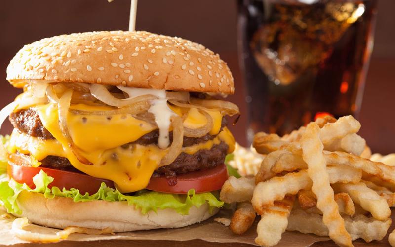 Burger and Fries with a Drink