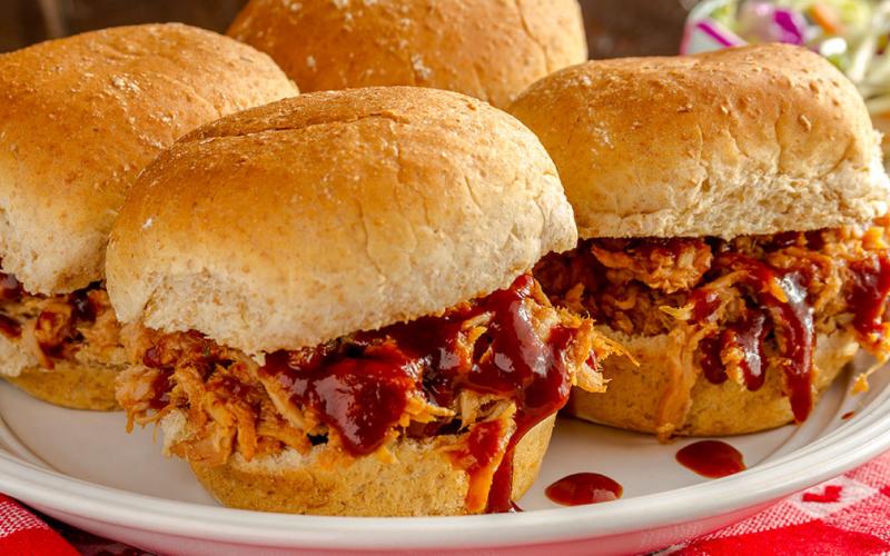 Cooked sliders on a dinner plate