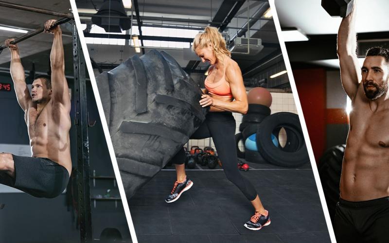 strong men and women working out in the gym