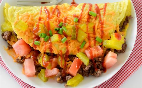 High Protein Cheeseburger Omelette Recipe
