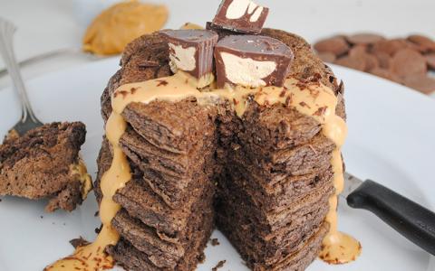 High Protein Chocolate Peanut Butter Pancakes Recipe