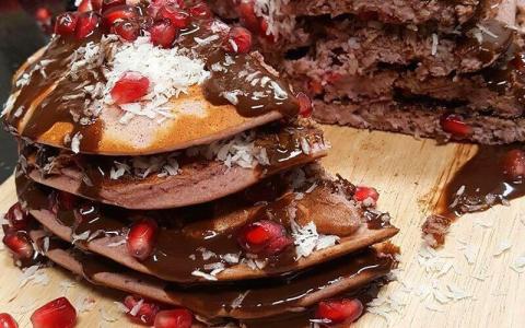 Coconut Pomegranate Protein Pancakes