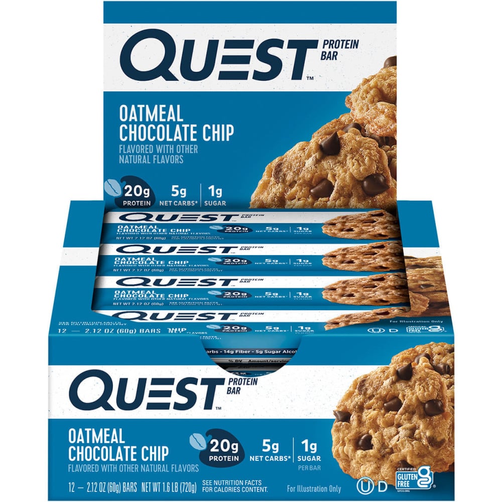 Quest Nutrition Protein Bars - Box of 12 Oatmeal Chocolate Chip