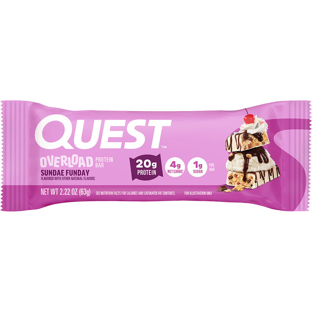 Quest Nutrition Overload Protein Bars - 1 Bar Sundae Funday