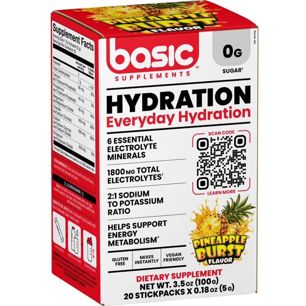 Basic Supplements Basic Hydration - 20 Stick Packs Pineapple Burst