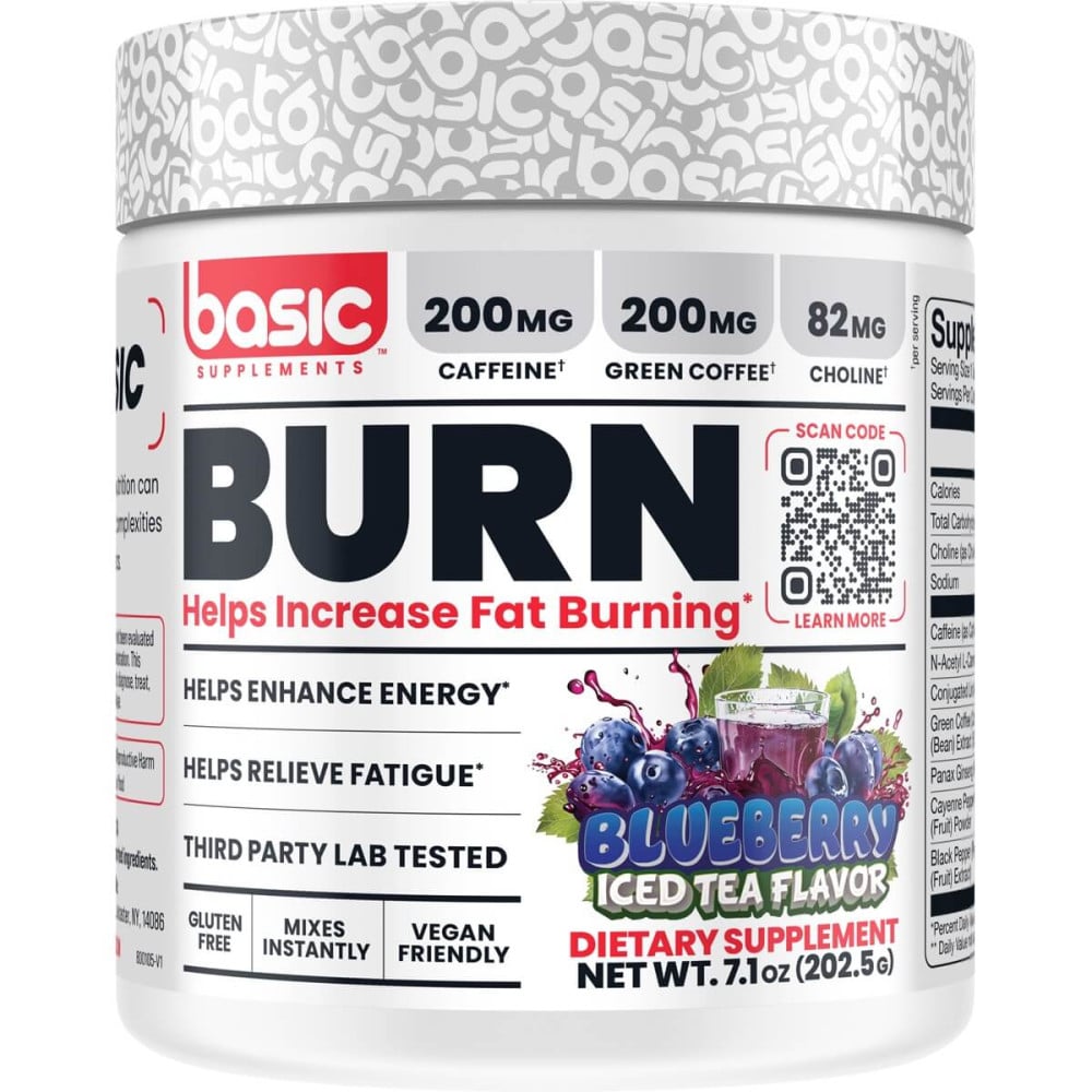Basic Supplements Basic Burn - 45 Servings Blueberry Iced Tea
