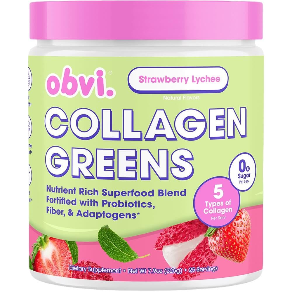Obvi Collagen Greens - 25 Servings Strawberry Lychee