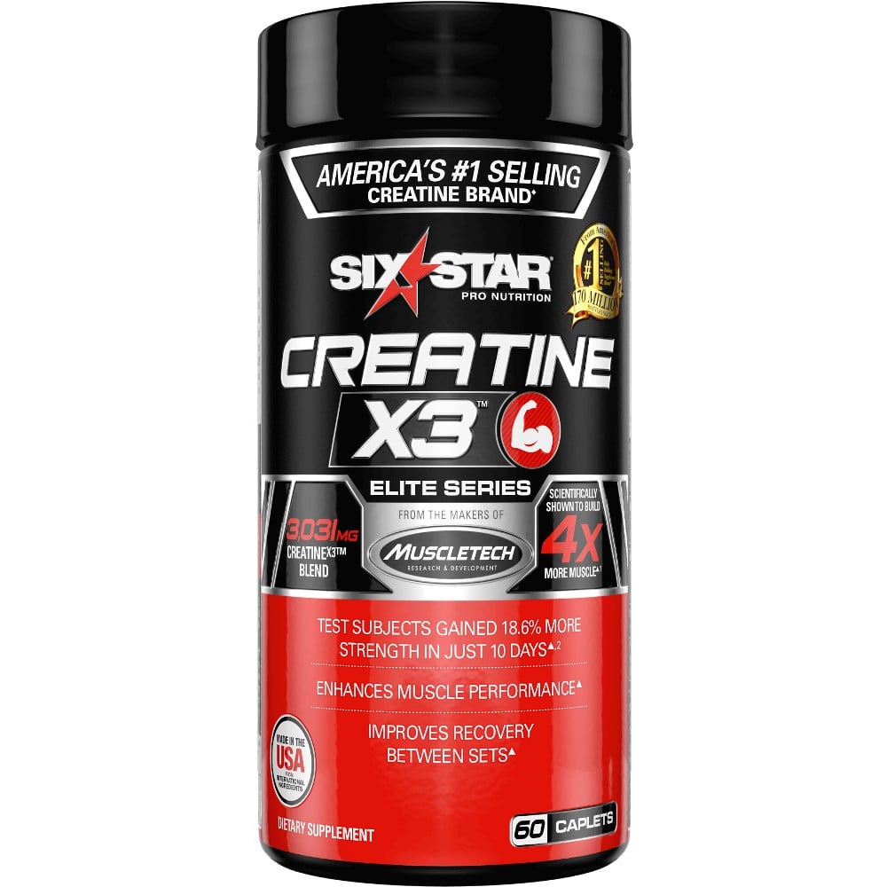 Six Star Elite Series Creatine X3 Caps - 60 Caplets