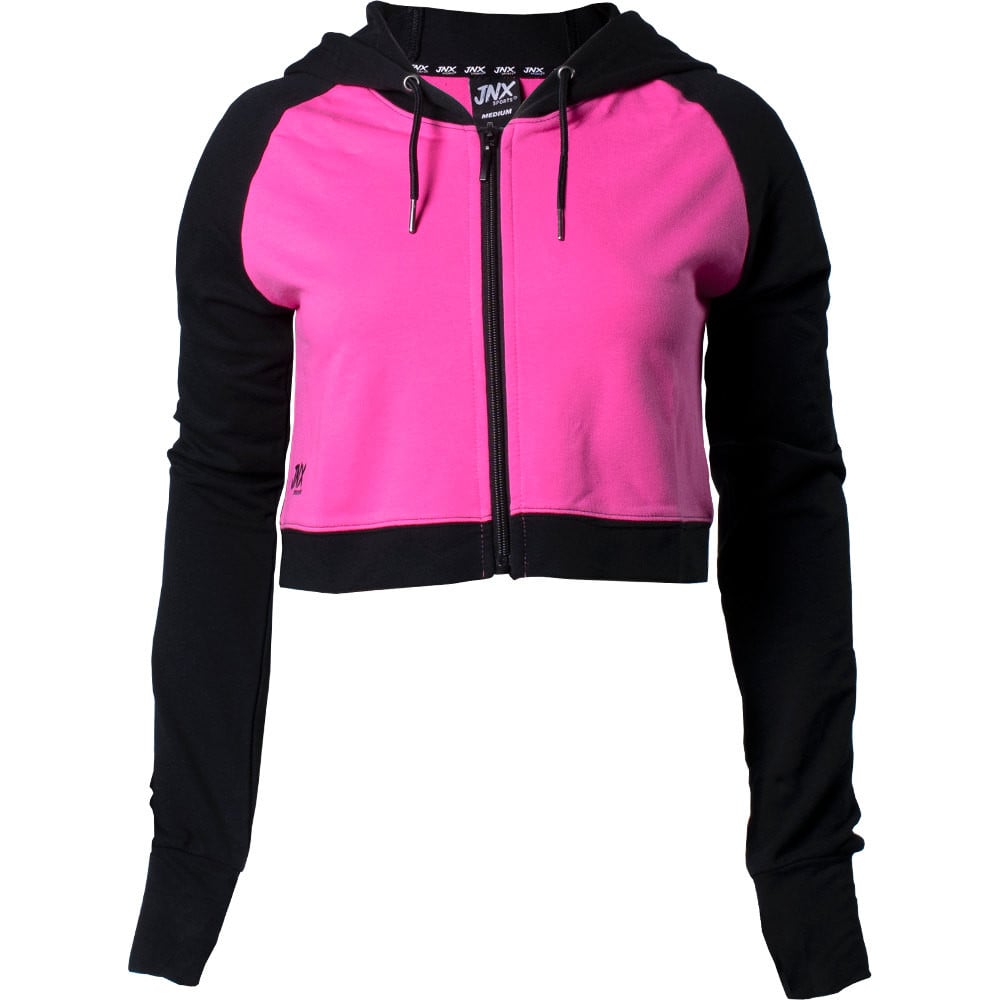 JNX Sports Cropped Zip Hoodie Small Black/Neon Pink