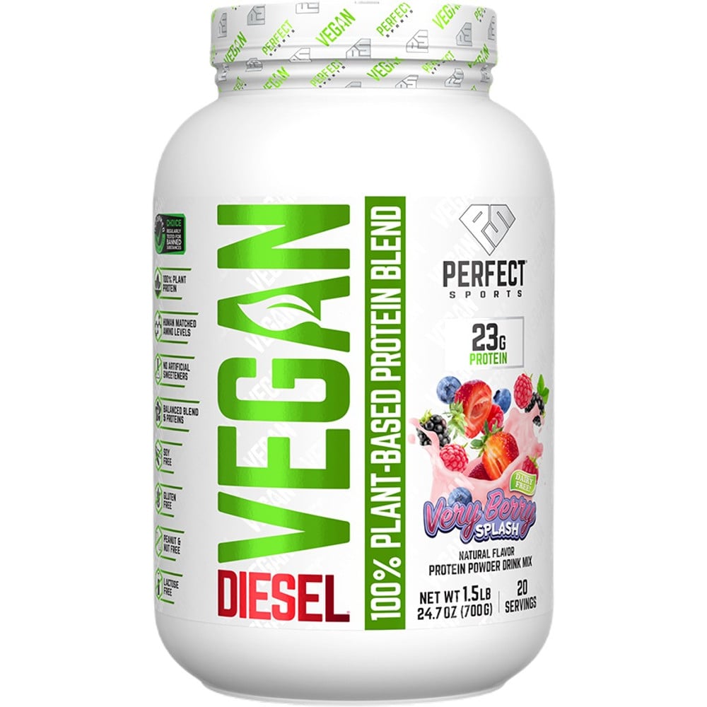 Perfect Sports Diesel Vegan 100% Plant-Based Protein - 1.5lbs Very Berry Splash