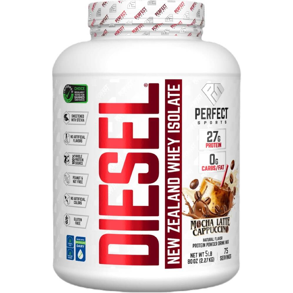 Perfect Sports Diesel 100% New Zealand Whey Isolate - 5lbs Mocha Latte Cappuccino