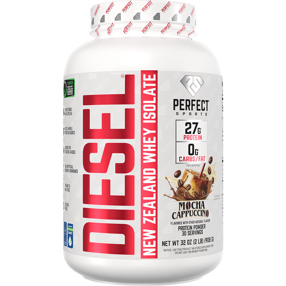 Perfect Sports Diesel 100% New Zealand Whey Isolate - 2lbs Mocha Latte Cappuccino