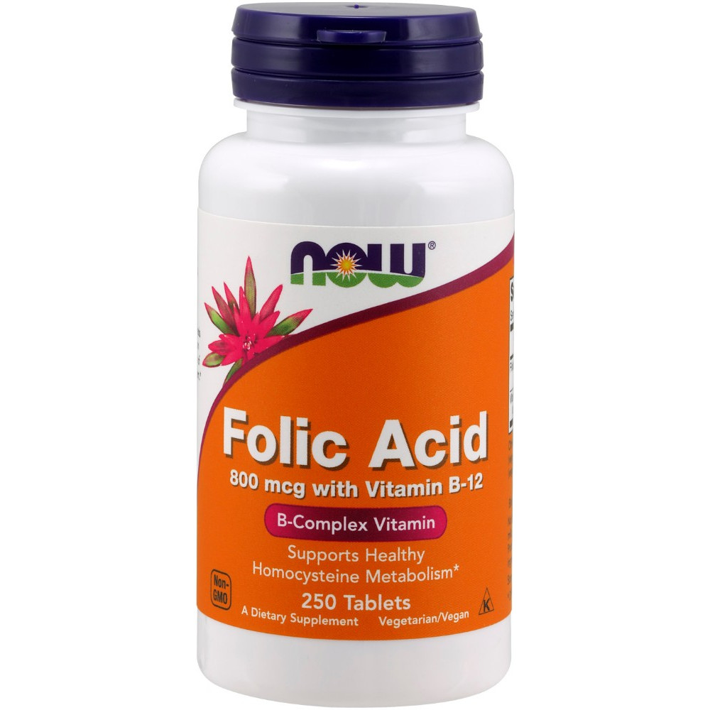 NOW Foods Folic Acid 800mcg + B-12 - 250 Tablets
