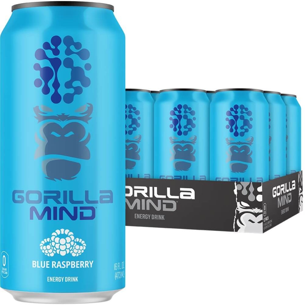 Gorilla Mind Energy Drink - Box of 12 Blue Raspberry