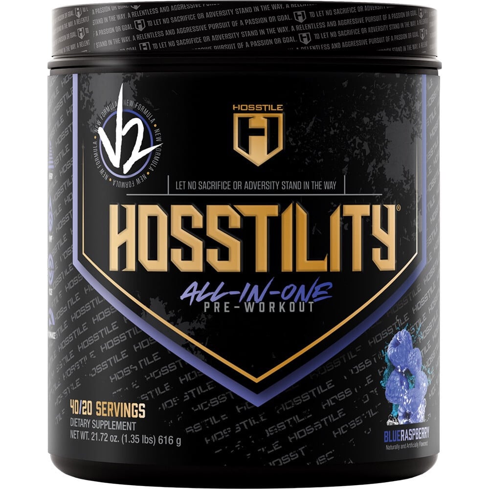 Hosstile Hosstility V2 All-in-One Pre-Workout - 40 Servings Blue Raspberry