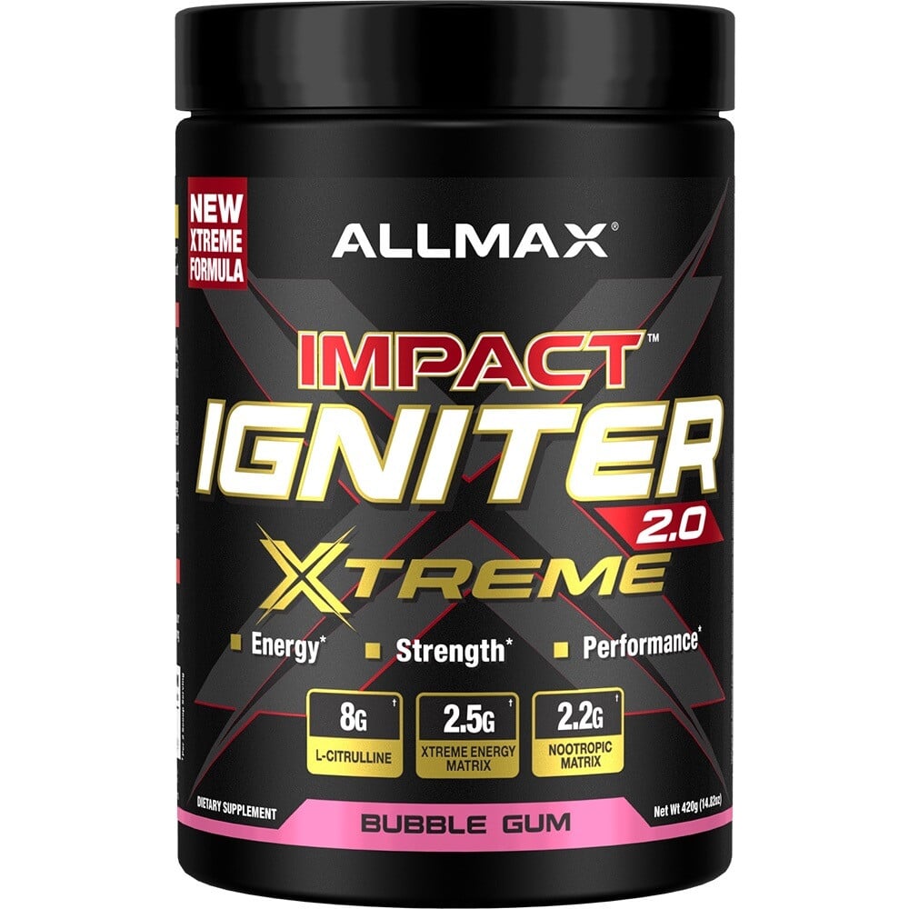 AllMax Nutrition Impact Igniter Xtreme 2.0 - 30 Servings Bubble Gum