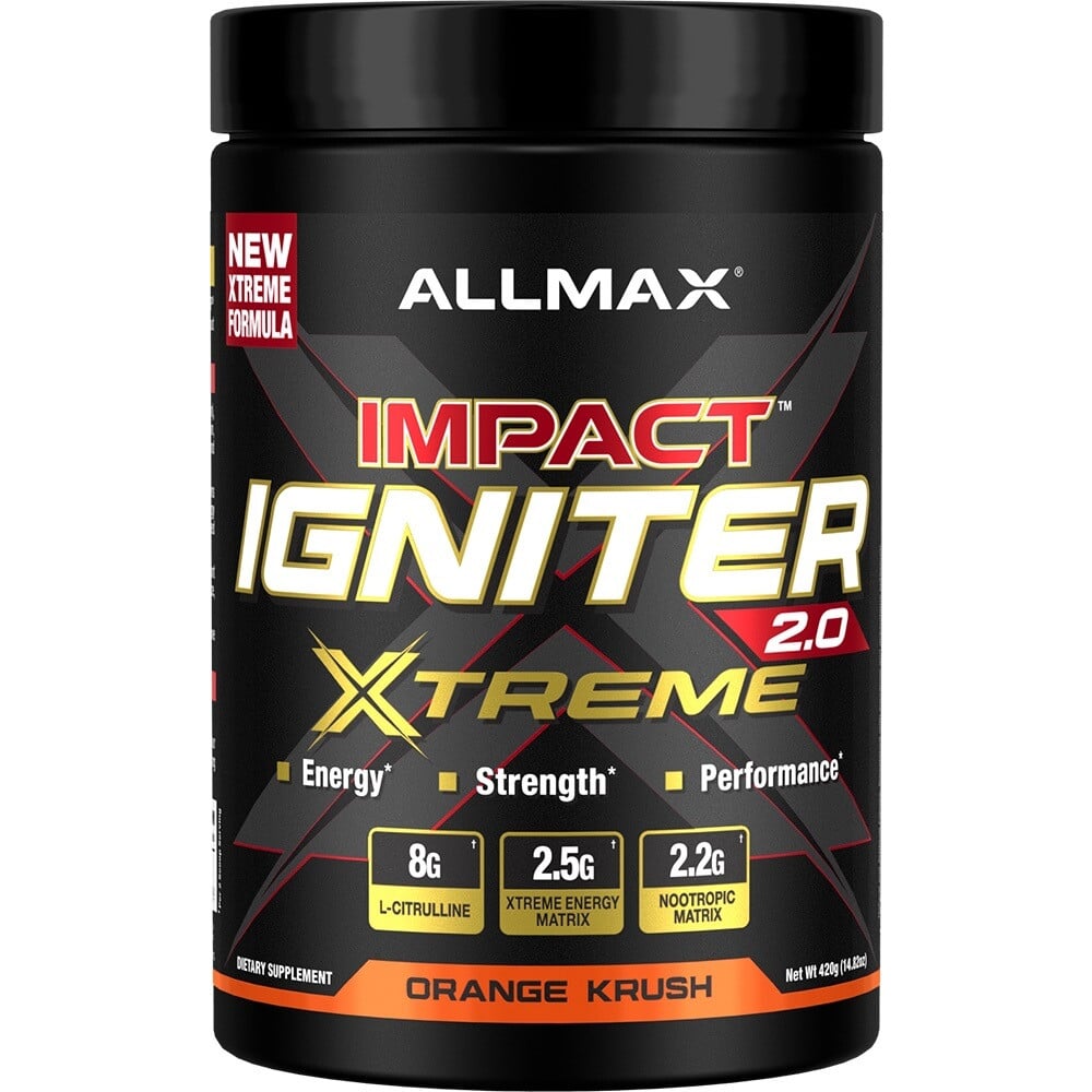 AllMax Nutrition Impact Igniter Xtreme 2.0 - 30 Servings Orange Krush