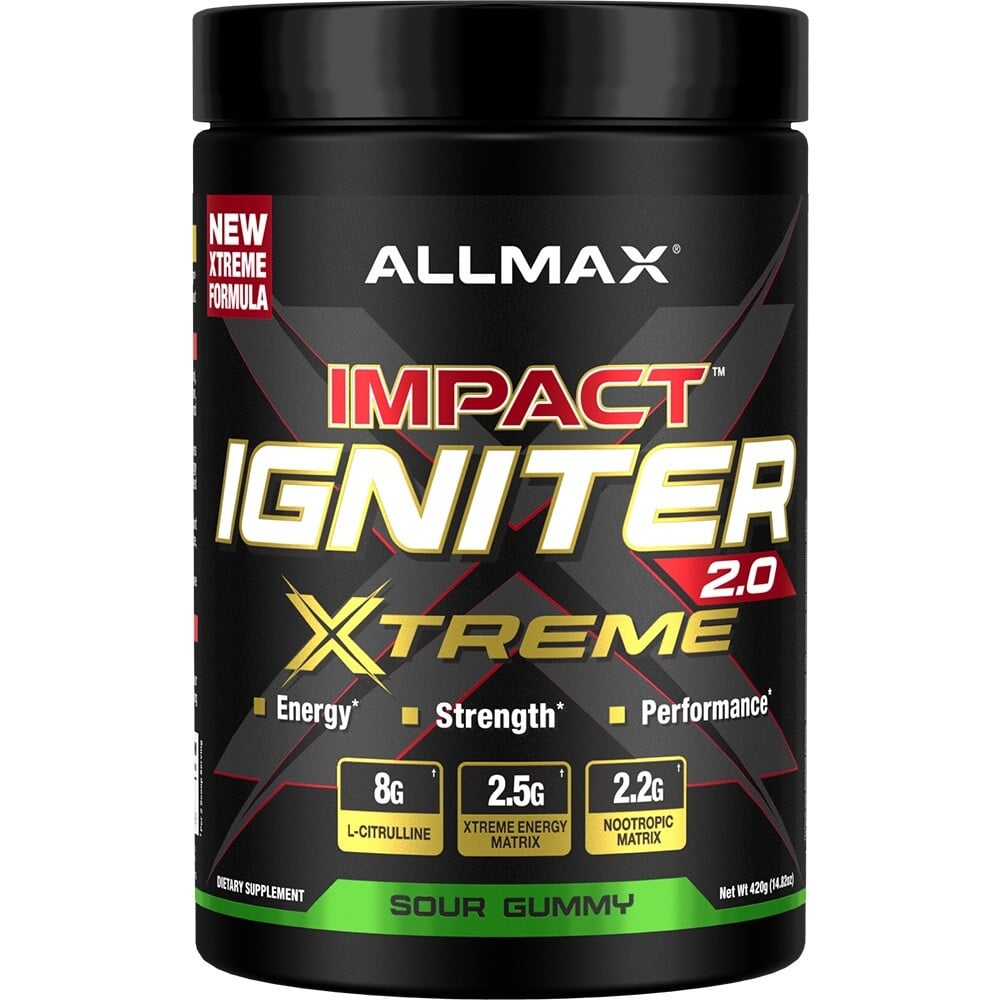 AllMax Nutrition Impact Igniter Xtreme 2.0 - 30 Servings Sour Gummy