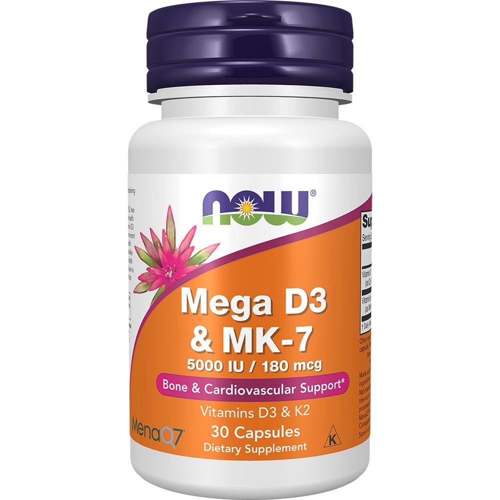 NOW Foods Mega D-3 & MK-7 - 30 VCaps
