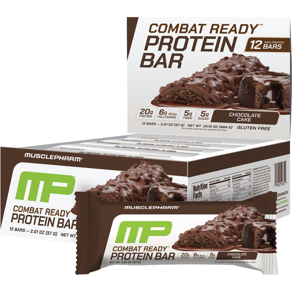 MusclePharm Combat Ready Protein Bar - Box of 12 Chocolate Cake