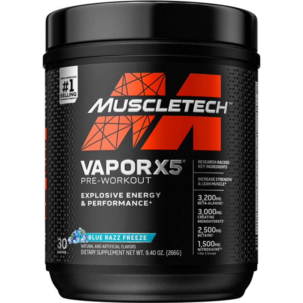 MuscleTech Vapor X5 - 30 Servings Blue Razz Freeze