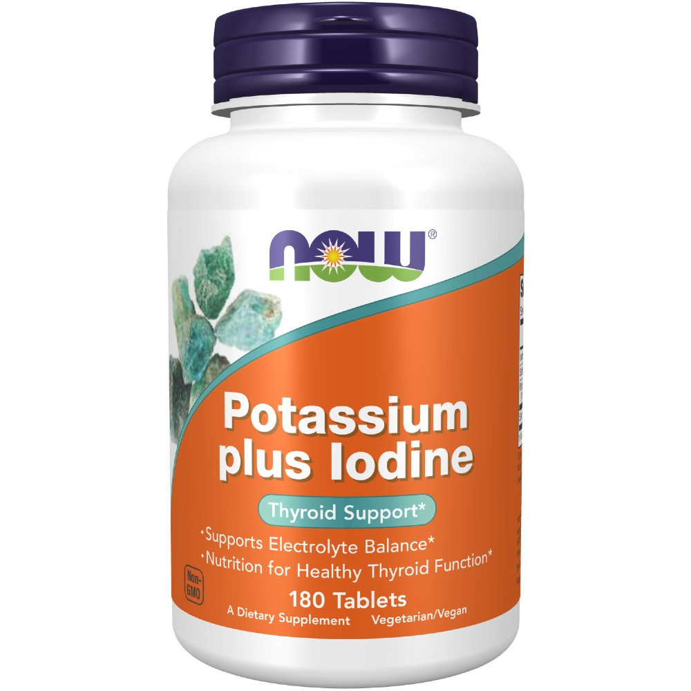 NOW Foods Potassium plus Iodine - 180 Tablets