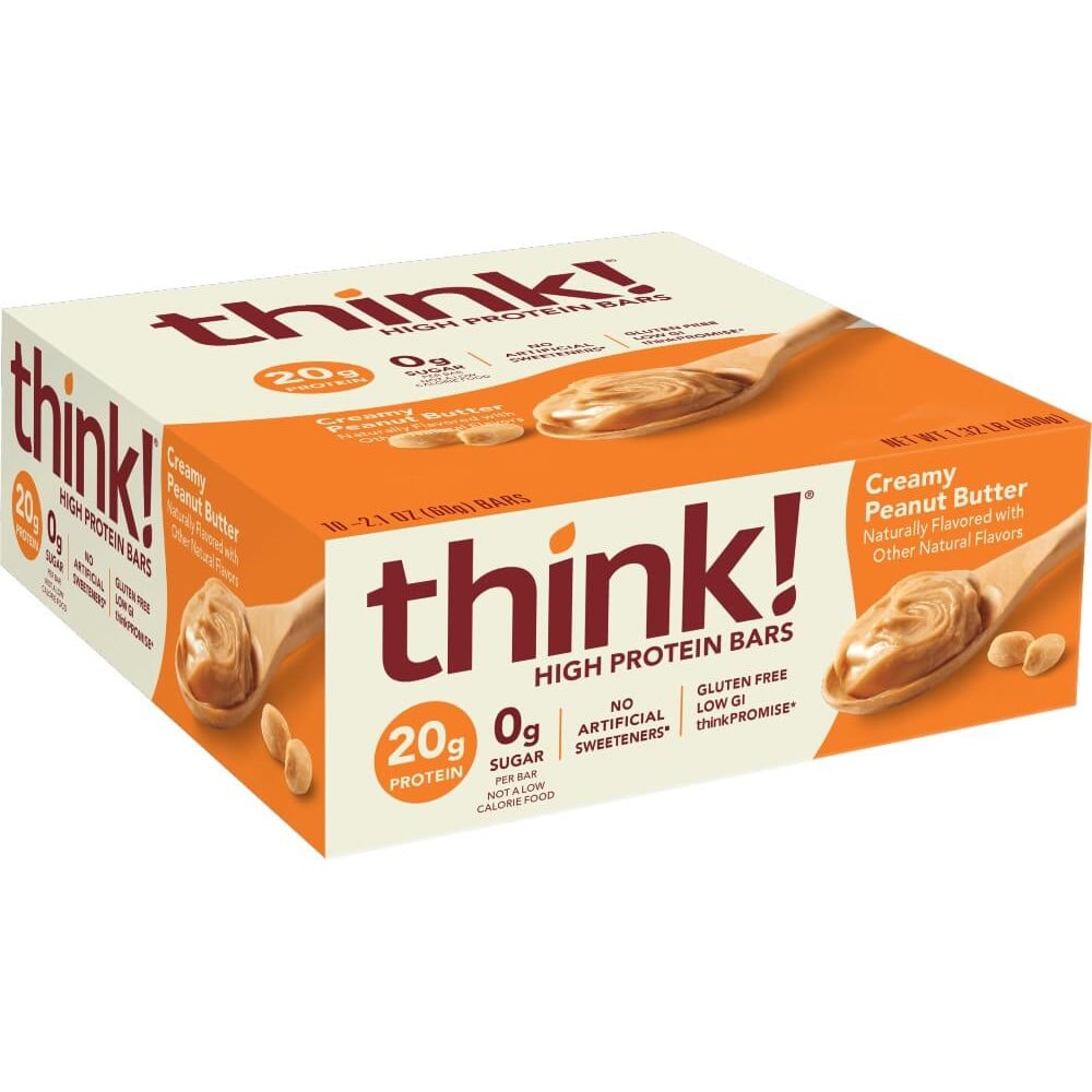 think! High Protein Bars - Box of 10 Creamy Peanut Butter