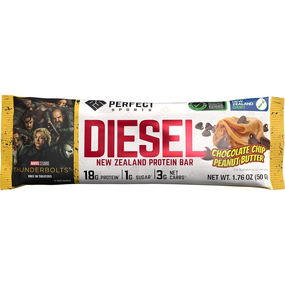 Perfect Sports Diesel New Zealand Protein Bars - 1 Bar Chocolate Chip Peanut Butter (Thunderbolts)