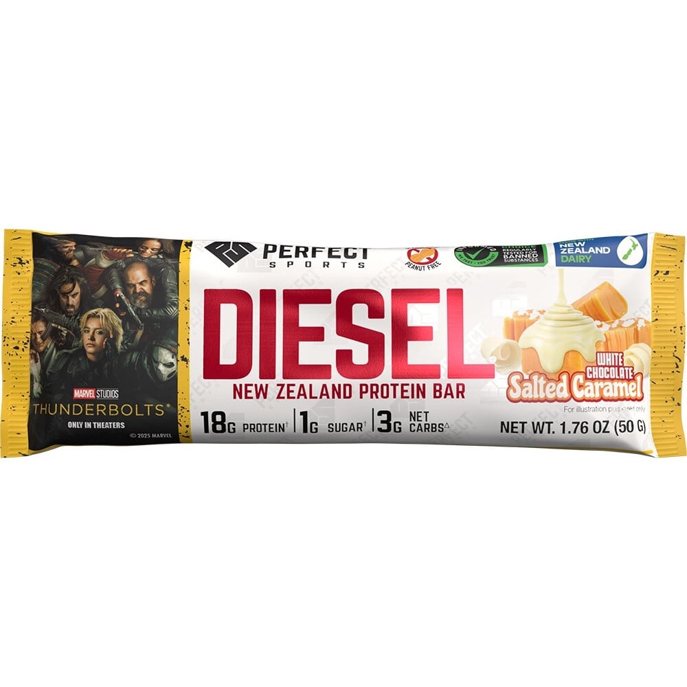 Perfect Sports Diesel New Zealand Protein Bars - 1 Bar White Chocolate Salted Caramel (Thunderbolts)