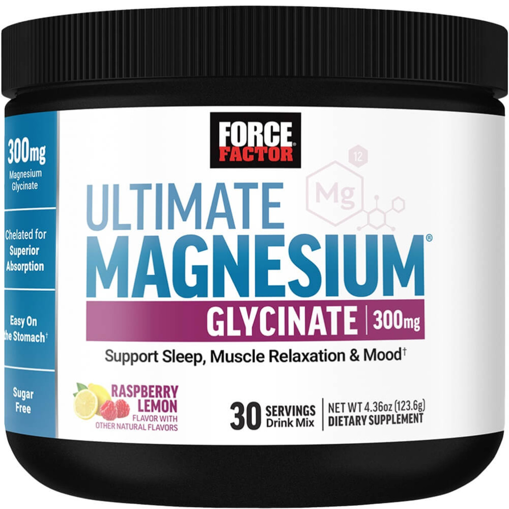Force Factor Ultimate Magnesium Glycinate Powder - 30 Servings Raspberry Lemon