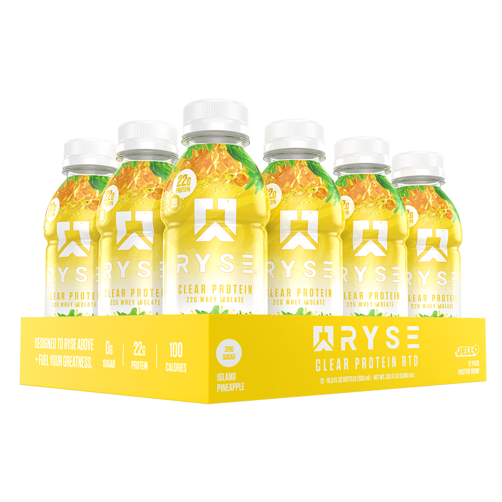 Ryse Clear Whey Protein RTD - Box of 12 JELL-O Island Pineapple