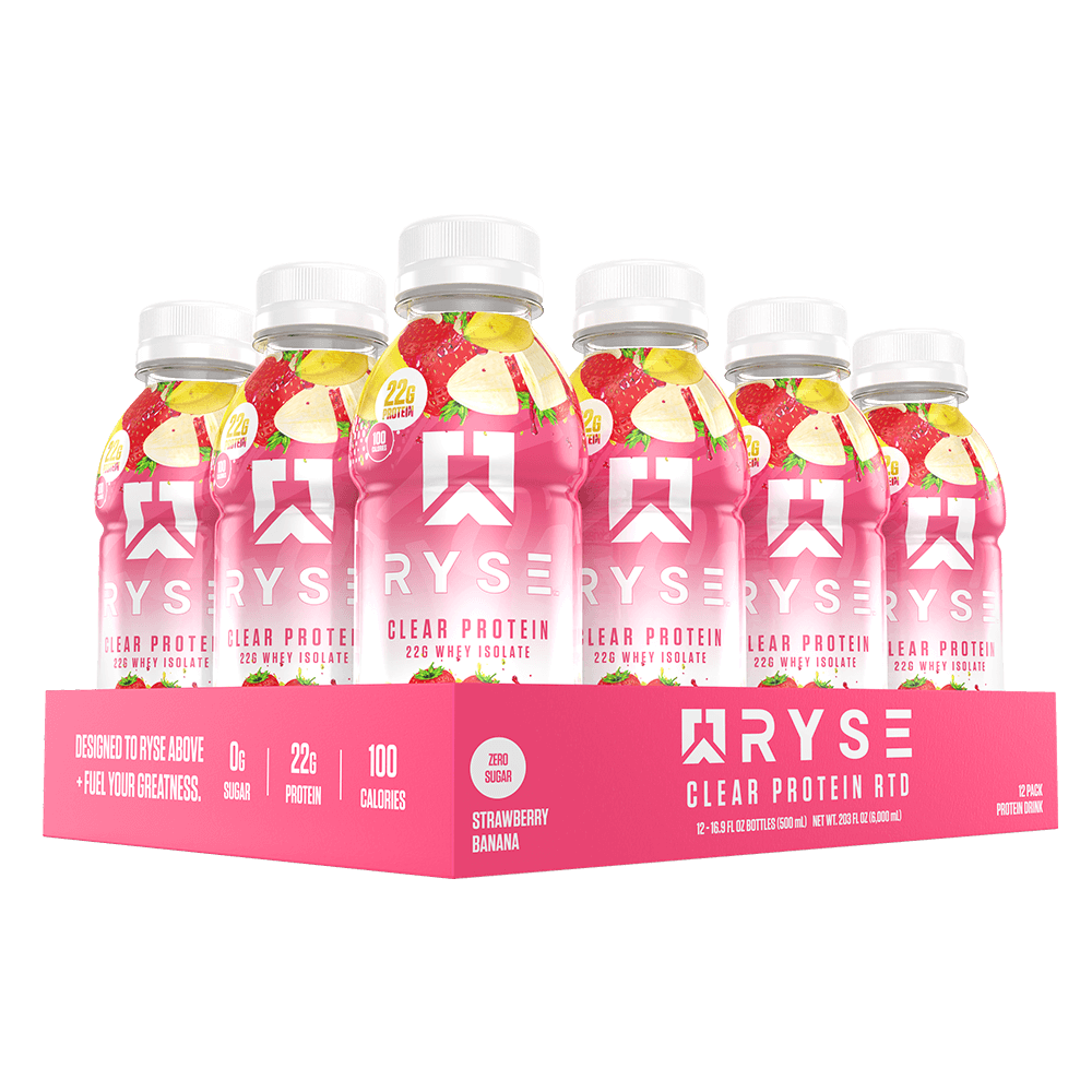 Ryse Clear Whey Protein RTD - Box of 12 Strawberry Banana
