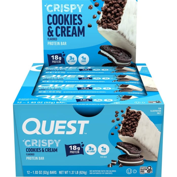 Quest Nutrition Hero Protein Bars - Box of 12 Cookies & Cream