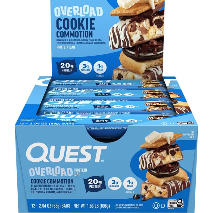 Quest Nutrition Overload Protein Bars - Box of 12 Cookie Commotion